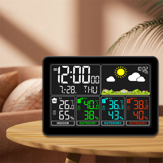 Wireless Indoor Outdoor Thermometer Weather Station, Digital Weather Clock with Dual Alarms, Multi-Channel Support, Temperature & Humidity Trends