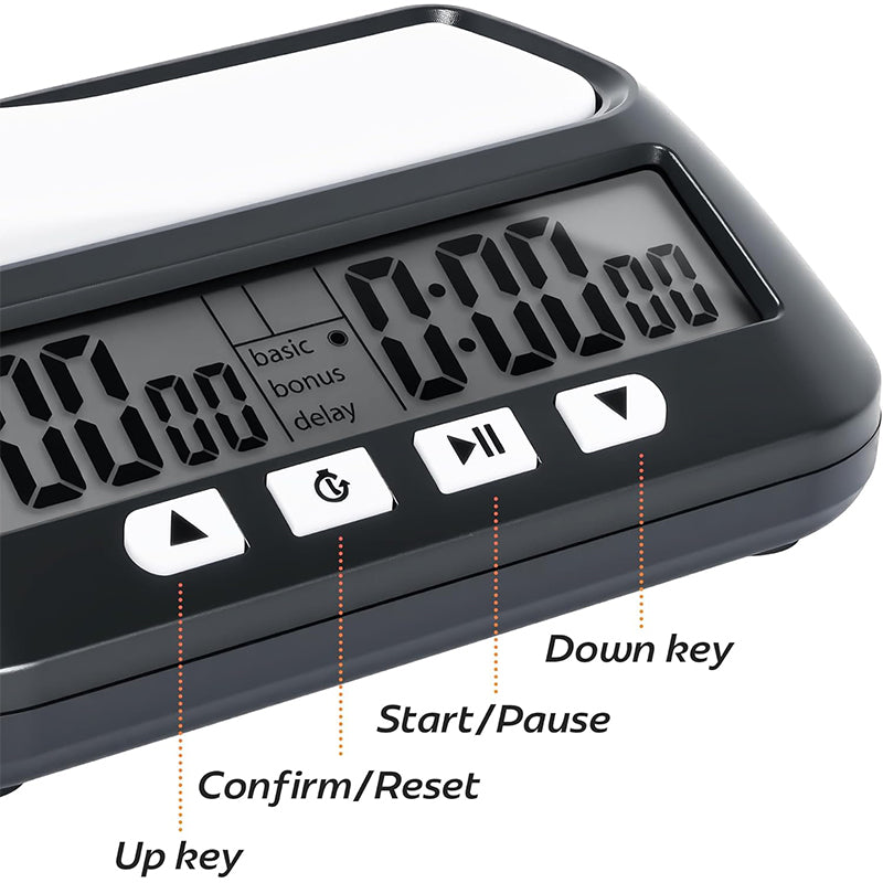 Multifunctional Chess Clock, Digital Timer for Chess, Go, Chinese Chess, Gobang – Second Reading, Plus Time, Mute Function, Lightweight
