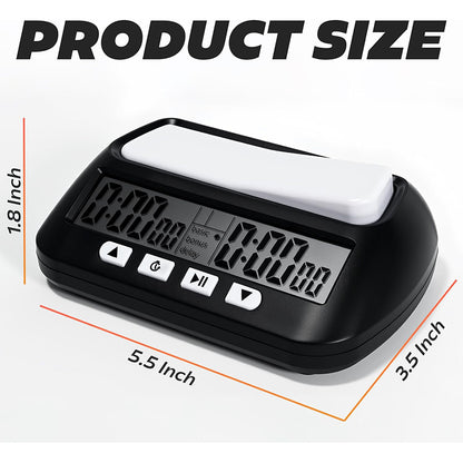 Multifunctional Chess Clock, Digital Timer for Chess, Go, Chinese Chess, Gobang – Second Reading, Plus Time, Mute Function, Lightweight