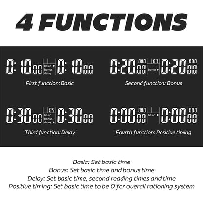 Multifunctional Chess Clock, Digital Timer for Chess, Go, Chinese Chess, Gobang – Second Reading, Plus Time, Mute Function, Lightweight