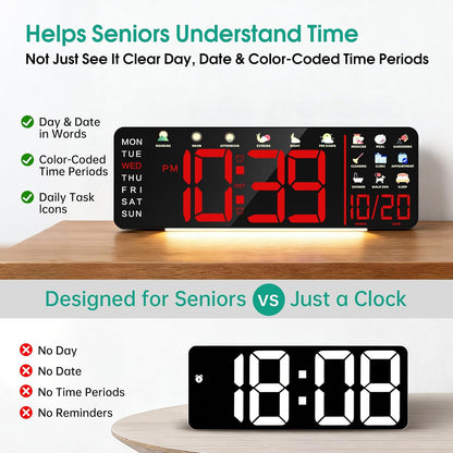 Large LED Calendar Wall Clock