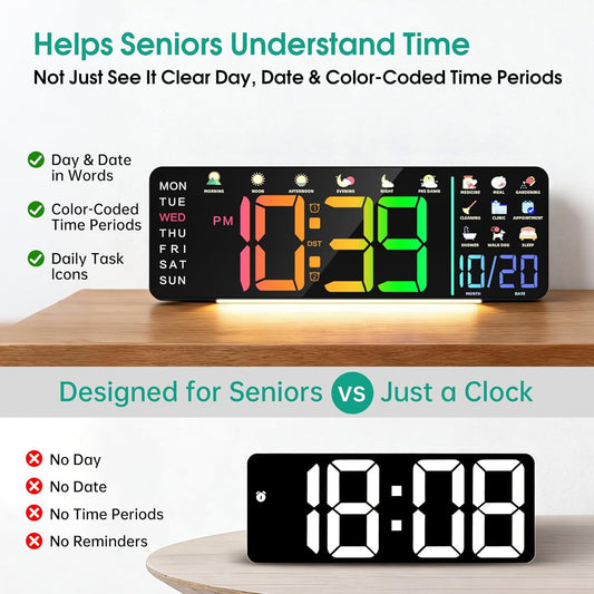 Large LED Calendar Wall Clock
