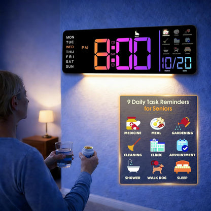 Large LED Calendar Wall Clock