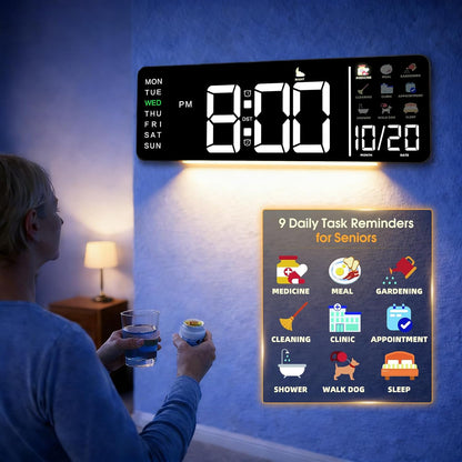 Large LED Calendar Wall Clock