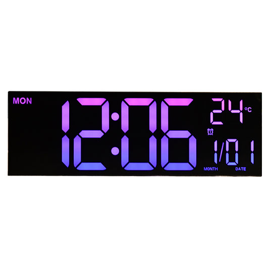16.2" Large Digital Wall Clock with Remote Control, LED Display/Dual Alarm/8 RGB Colors/Auto Brightness/Date/Auto DST/Temperature/Night Light, Ideal for Living Room, Bedroom, Office Wall Decor