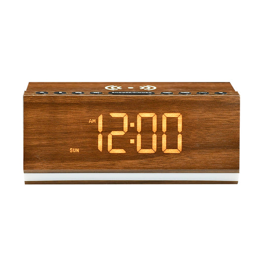 Digital Alarm Clock with Bluetooth, FM Radio, Wireless Charging & Night Light – Dual Alarms, USB Charging, Adjustable Brightness
