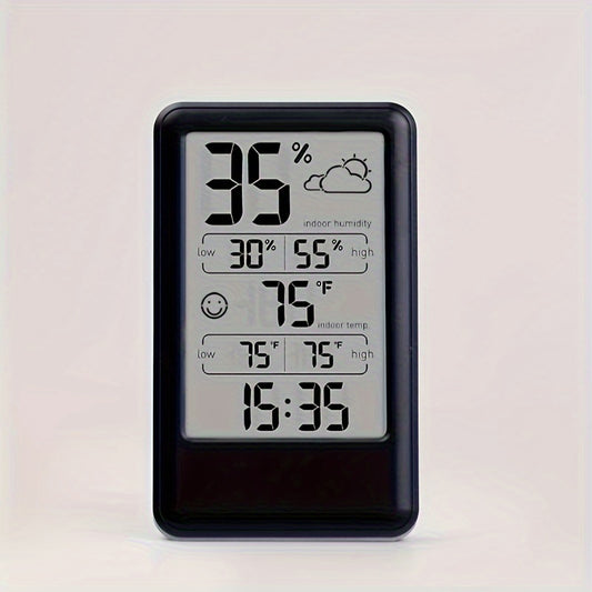 Digital Thermometer Hygrometer with Max/Min Records, Weather Forecast, Indoor Temperature & Humidity Monitor, Alarm with Snooze, Emoji Comfort Display (Battery Powered)