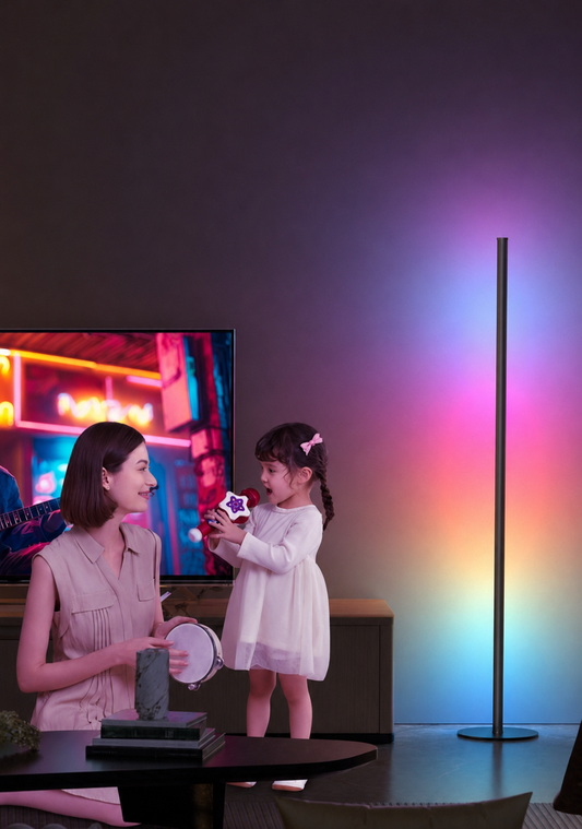 AIKSENT Smart LED Corner Floor Lamp with Bluetooth App & Remote Control